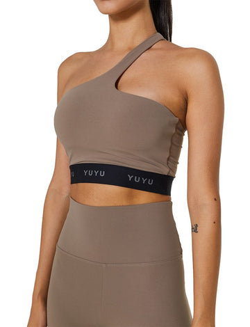 Asymmetric Logo Bra Jungle Sand